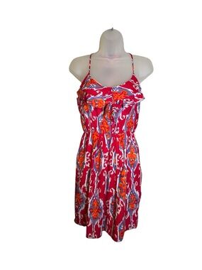 Nell Couture Pink & Orange Printed Spaghetti Strap Dress